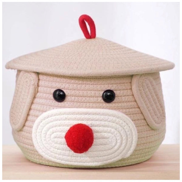 Beige Cotton Gudda Storage Basket with Lid (Pack of 1)
