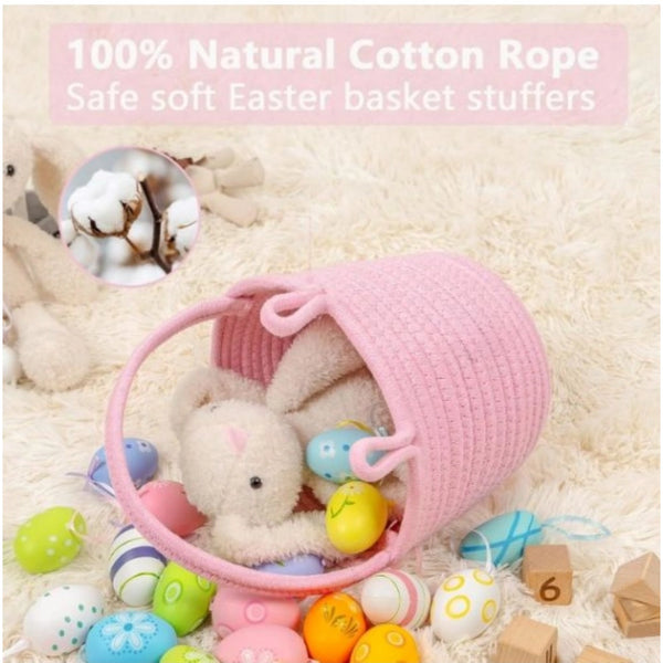 Cotton Toy Bucket Pack of 1 Storage Basket For Clothes (Pink)