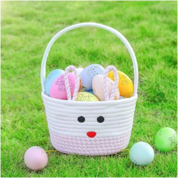 Cotton Mix Toy Bucket Pack of 1 Storage Basket For Clothes (Pink)