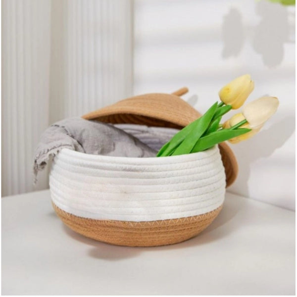 Cotton Gudda Pack of 1 Storage Basket For Clothes (White)
