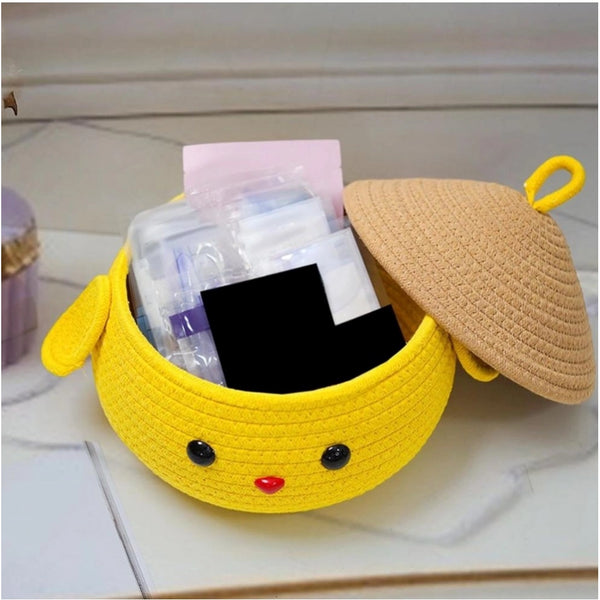 Cotton Gudda Pack of 1 Storage Basket For Clothes (Yellow)