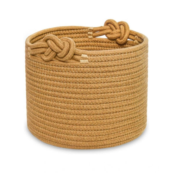 Brown Cotton Storage Basket with Lid (Pack of 1)