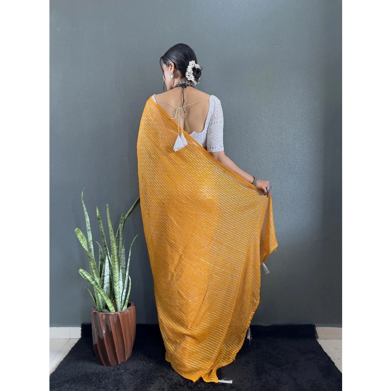 Women's Chiffon Woven Bollywood Saree With Unstitched Blouse (5.5Mtr, Mustard)