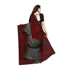 Women's Georgette Printed Saree With Unstitched Blouse 5.5Mtr (Black)