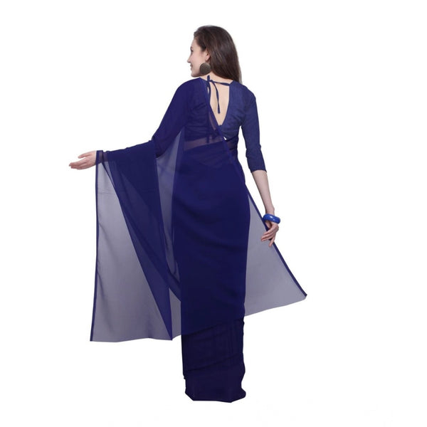 Saree With Unstitched Blouse 5.5Mtr (Dark Blue)