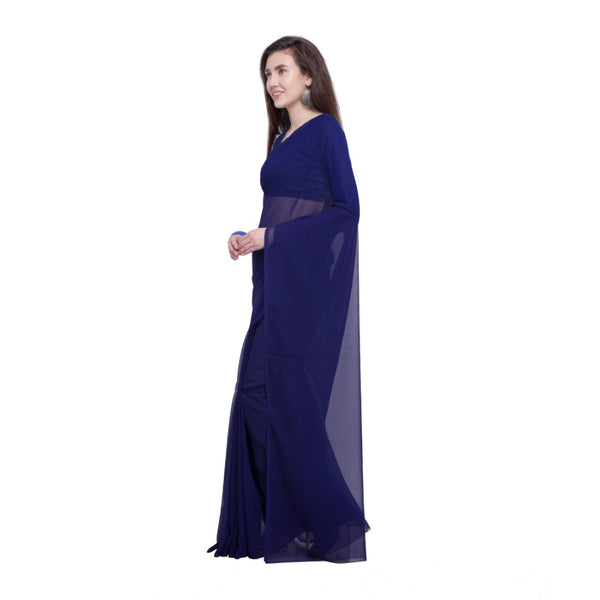 Saree With Unstitched Blouse 5.5Mtr (Dark Blue)