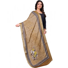 Women's chanderi silk  Printed Dupatta (Beige, Length: 2 Mtr)