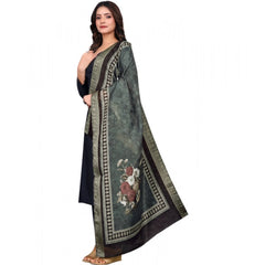 Women's chanderi silk  Printed Dupatta (Black, Length: 2 Mtr)