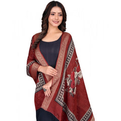 Women's chanderi silk  Printed Dupatta (Maroon, Length: 2 Mtr)