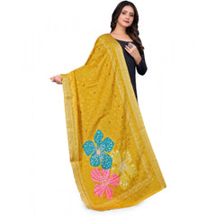 Women's chanderi silk  Printed Dupatta (Yellow, Length: 2 Mtr)